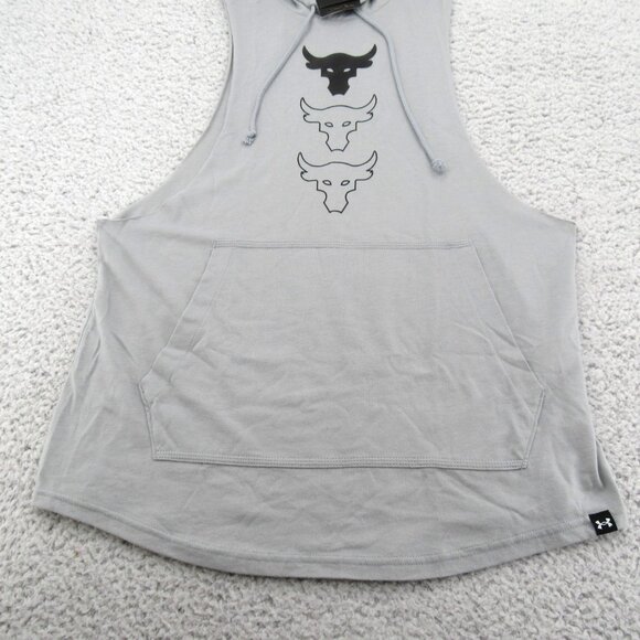 Under Armour UA Project Rock Training Tank Hoodie Mens Size Medium Grey NEW - Picture 6 of 14